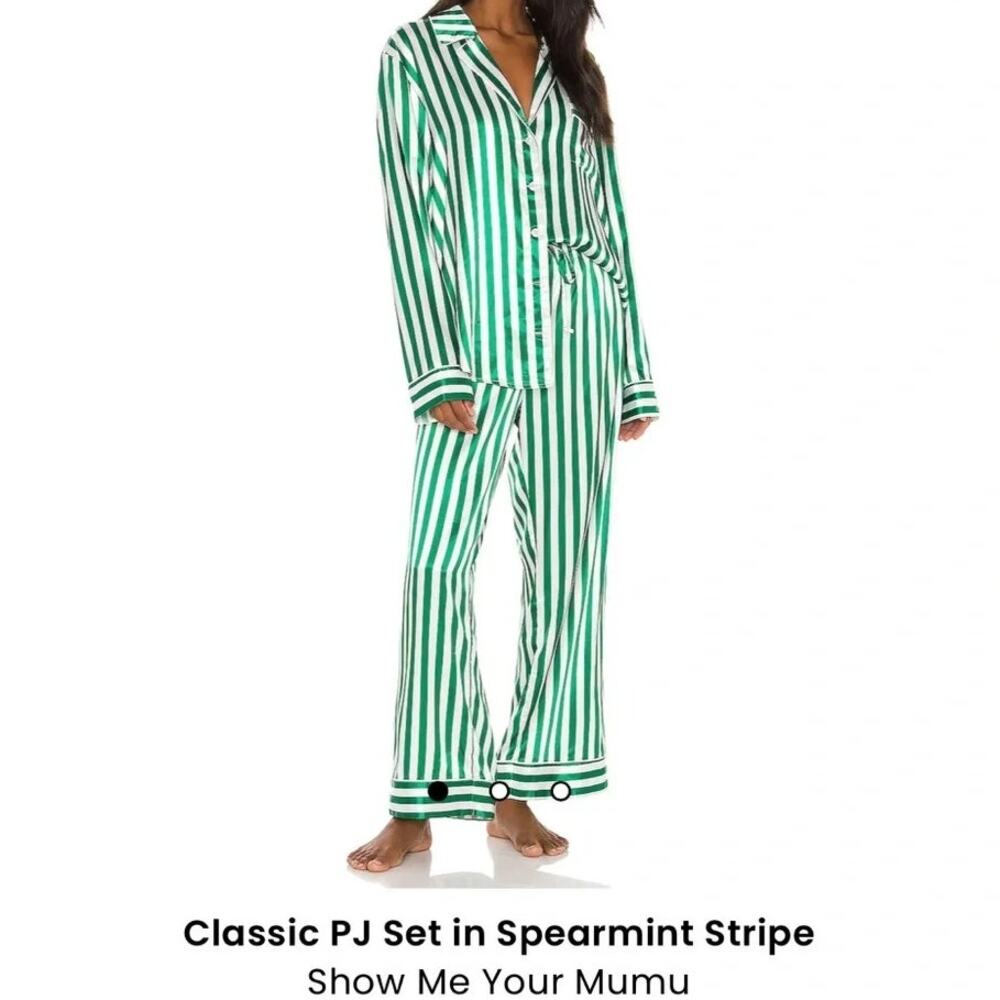 Show Me Your MuMu Spearmint Stripe PJ Set Holiday Bold Stripes Size S